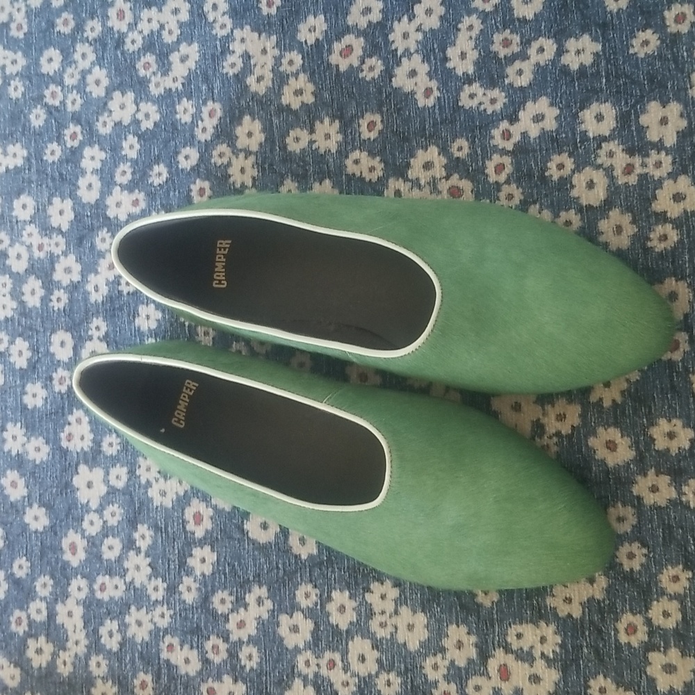 Green Leather Camper Flats Size 40